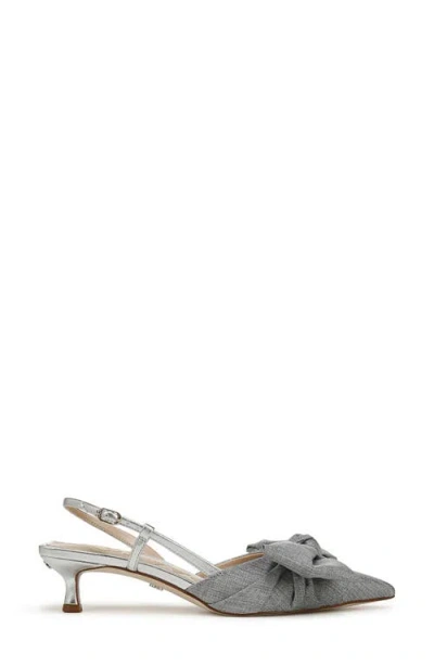 Sam Edelman Treena Slingback Kitten Heel Soft Silver Weave In Soft Silver