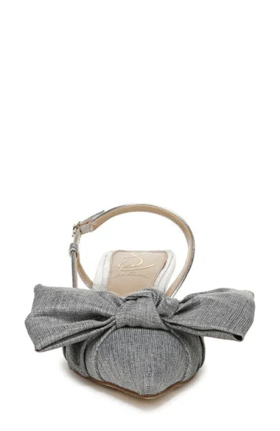 Sam Edelman Treena Slingback Kitten Heel Soft Silver Weave In Soft Silver