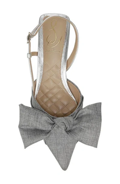Sam Edelman Treena Slingback Kitten Heel Soft Silver Weave In Soft Silver