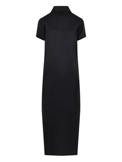 Khaite Effy Button-up Short-sleeve Dress In Black