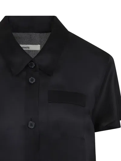 Khaite Effy Button-up Short-sleeve Dress In Black