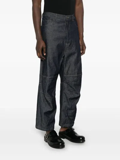 Forme D'expression Contrasting-stitching Jeans In Blue