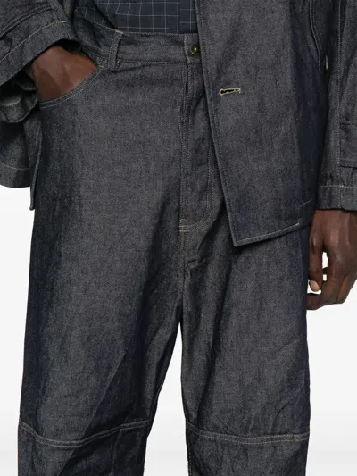 Forme D'expression Contrasting-stitching Jeans In Blue