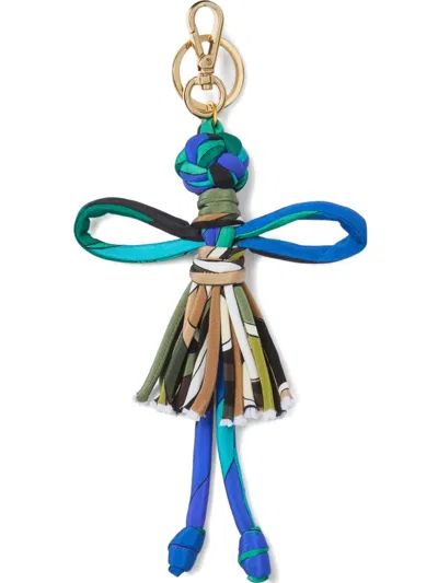 Pucci Iride-print Woven Keychain In Green