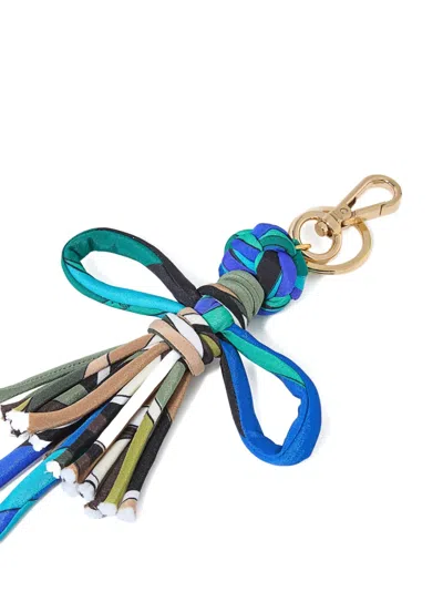 Pucci Iride-print Woven Keychain In Green