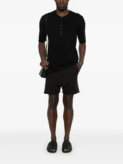 Label Under Construction Cotton Shorts In Black