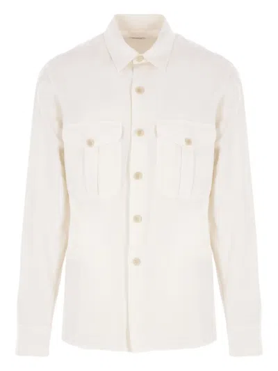 Aspesi Glenn Shirt In Beige Linen In White