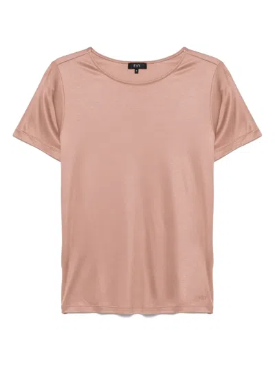Fay Short Sleeve Crew Neck Polo Shirt Design In Neutrals
