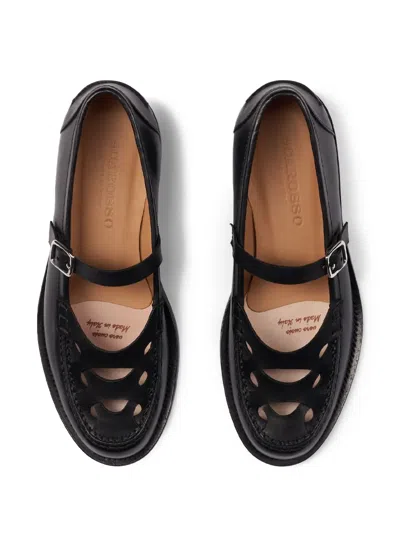 Scarosso Minni Buckle Fastened Flat Shoes In Black