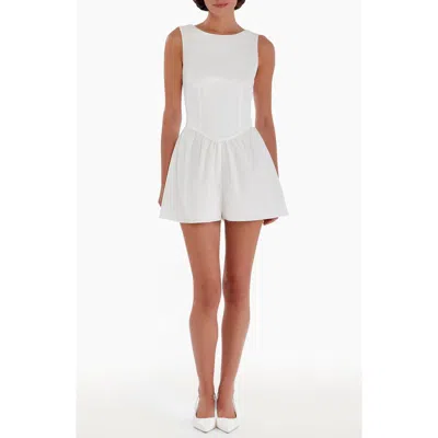 Amanda Uprichard Bellini Satin Bodice Romper In White