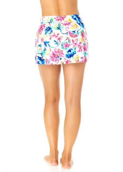 Anne Cole Drape Front Mid Rise Swim Skirt Bottom In Paisley Drape