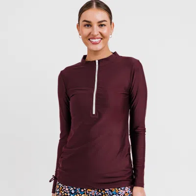 Calypsa Half-zip Nora Swim Top In Pink