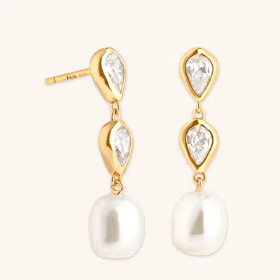 Astrid &amp; Miyu Pear Bezel &amp; Pearl Drop Studs