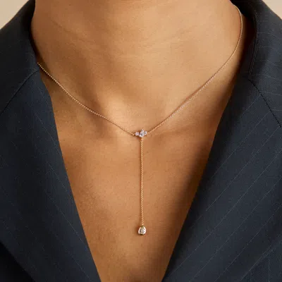 Astrid &amp; Miyu Pear Bezel Cluster Lariat