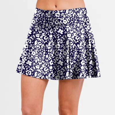 Calypsa Women's High Waisted Flowy Swim Skirt With Shorts In Blue