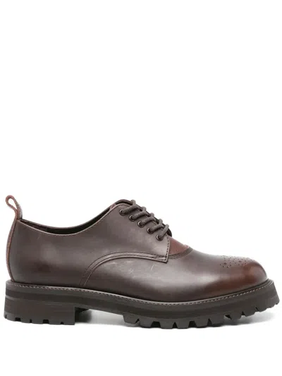 Hender Scheme Commando Blucher Leather Derby Shoes In Brown