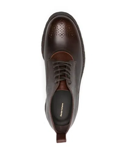 Hender Scheme Commando Blucher Leather Derby Shoes In Brown
