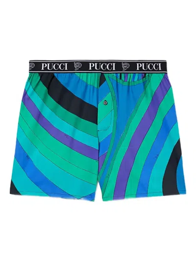 Pucci Iride-print Boxers In Green