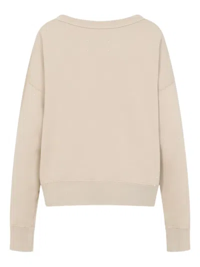 Maison Margiela Cotton Distressed Logo Sweatshirt In Neutral