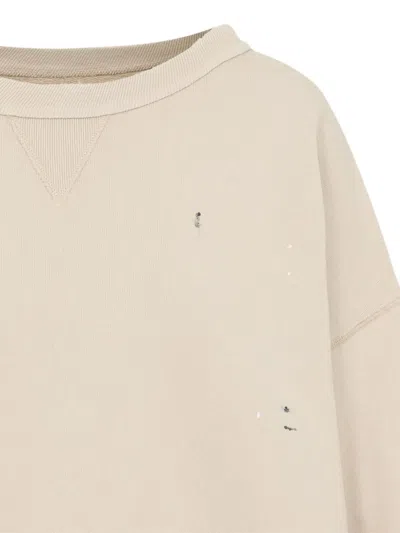 Maison Margiela Cotton Distressed Logo Sweatshirt In Neutral