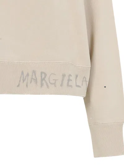 Maison Margiela Cotton Distressed Logo Sweatshirt In Neutral