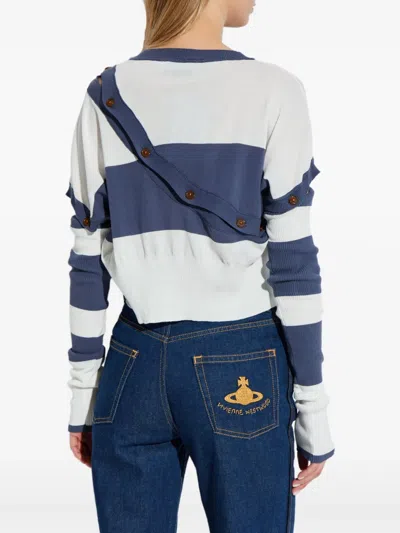Vivienne Westwood Striped Button-detail Cropped Cardigan In Blue