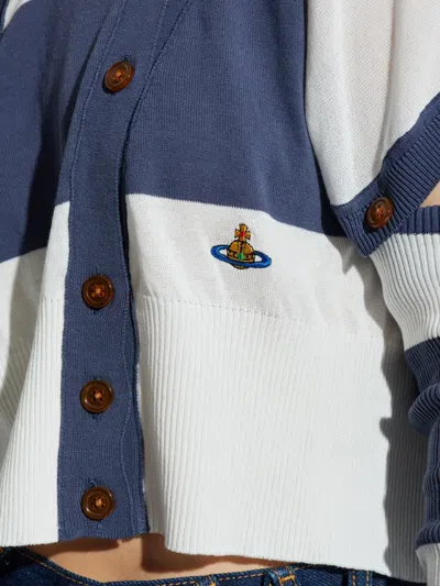 Vivienne Westwood Striped Button-detail Cropped Cardigan In Blue