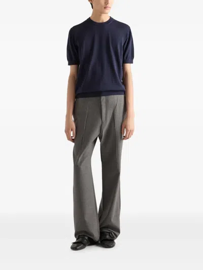 Prada Cotton T-shirt In Blue