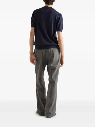 Prada Cotton T-shirt In Blue