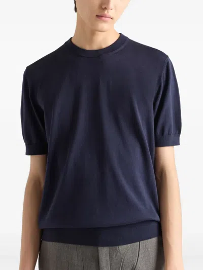 Prada Cotton T-shirt In Blue