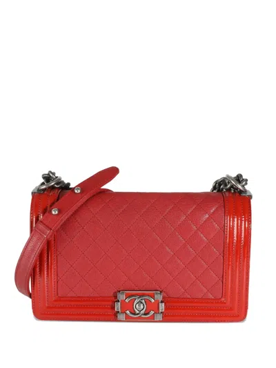 Pre-owned Chanel 2015-2016 Medium Boy  Shoulder Bag In Red