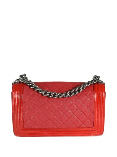 Pre-owned Chanel 2015-2016 Medium Boy  Shoulder Bag In Red