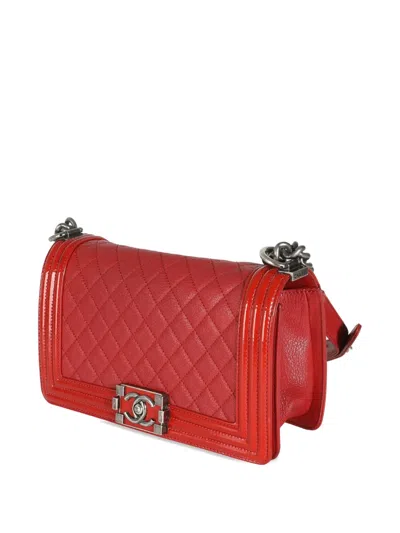 Pre-owned Chanel 2015-2016 Medium Boy  Shoulder Bag In Red