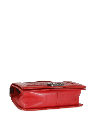 Pre-owned Chanel 2015-2016 Medium Boy  Shoulder Bag In Red