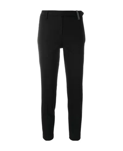 Brunello Cucinelli Slim Fit Trousers With Belt Loops And Side Pockets In Black