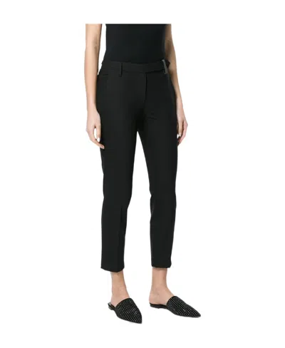 Brunello Cucinelli Slim Fit Trousers With Belt Loops And Side Pockets In Black