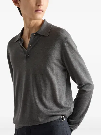 Prada Pullover Aus Kammwolle Mit Rundhalsausschnitt In Grey