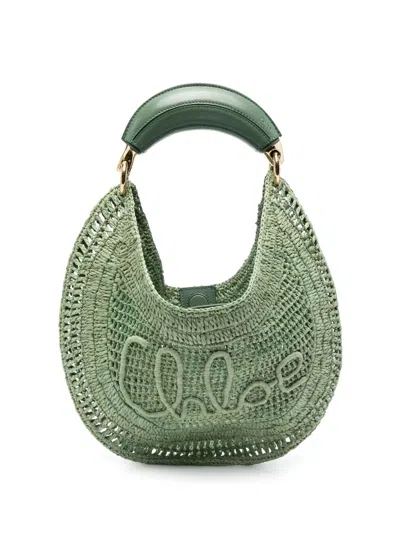Chloé Womens Tea Leaf Green Woven Top-handle Raffia Bag