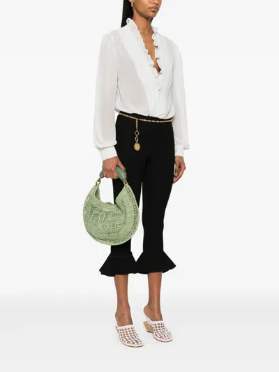 Chloé Womens Tea Leaf Green Woven Top-handle Raffia Bag