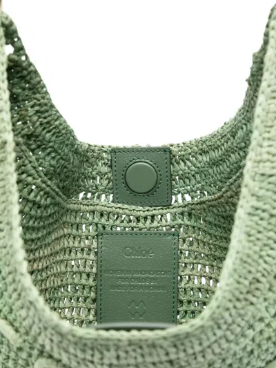 Chloé Womens Tea Leaf Green Woven Top-handle Raffia Bag