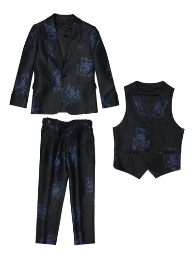 Romano Floral-print Suit (set Of Three) In Black
