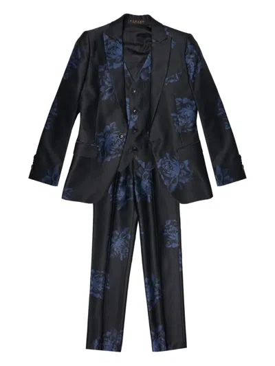 Romano Floral-print Suit (set Of Three) In Black