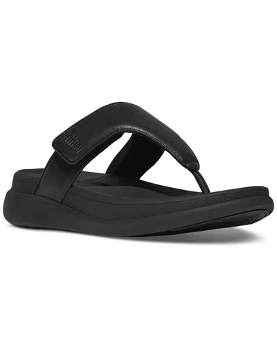 Fitflop Women's F-mode Go Adjustable Flatform Thong Sandals In All Black