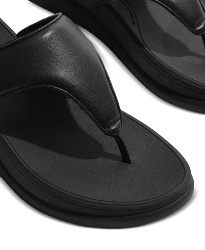 Fitflop Women's F-mode Go Adjustable Flatform Thong Sandals In All Black