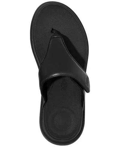 Fitflop Women's F-mode Go Adjustable Flatform Thong Sandals In All Black