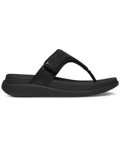 Fitflop Women's F-mode Go Adjustable Flatform Thong Sandals In All Black