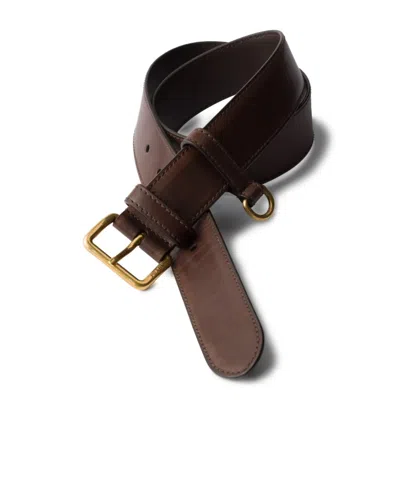 Prada Women Dark Brown Leather Belt, 30 Luxury Belts For Women Darveys In Ebony