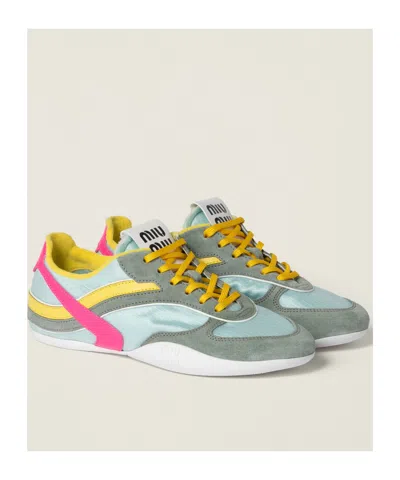 Miu Miu Gymnasium Tech-nylon And Suede Sneakers In Multi