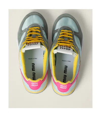 Miu Miu Gymnasium Tech-nylon And Suede Sneakers In Multi