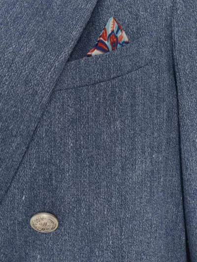 Circolo 1901 Linen And Cotton Double-breasted Jacket In Blue
